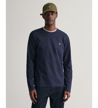 Gant para hombre. 2004049 Camiseta de manga larga Shield marino (3XL), Casual, Algodón