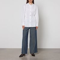 ganni cotton poplin oversized tie string shirt - uk 14