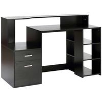 escritorio de ordenador con dos cajones de mdf homcom 137 x 55 x 92 cm  negro