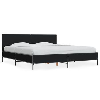 Estructura De Cama Madera De Ingeniería Y Metal Negro 200x200cm Vidaxl