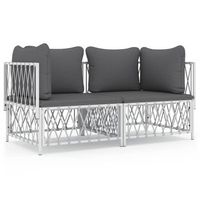 conjunto de muebles de jardin 2 uds  mesa y sillas con cojines acero blanco
