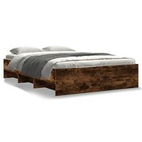 cama de matrimonio  cama de adulto  estructura de cama madera de ingenieria roble ahumado 135x190cm