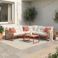 conjunto de muebles de jardin karg mesa y sofa modular - rojo  ratan casapro