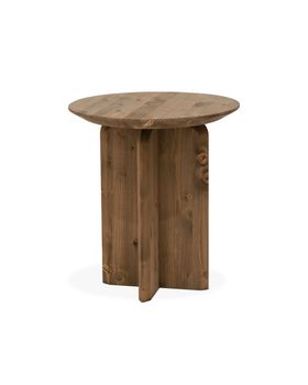 Mesa auxiliar de madera maciza en tono envejecido de 50x45cm