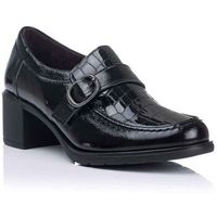 pitillos zapatos bajos mocasin con hebilla y tacon - piel para mujer