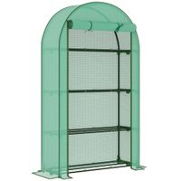 outsunny invernadero de exterior con 4 estantes puerta enrollable cubierta de pe y marco de acero 105x45x160 cm verde