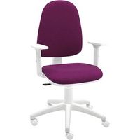 silla de escritorio torino blanca con reposabrazos - tapizado magenta