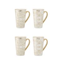 tazas blancas con diseno abstracto - set de 4