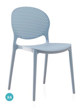 Pack 4 sillas polipropileno color celeste