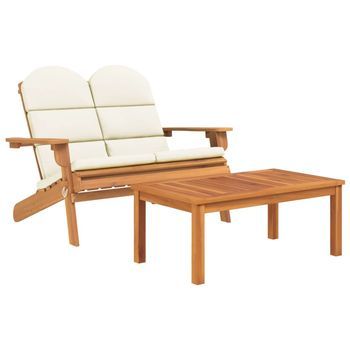 Conjunto De Muebles De Jardín Adirondack 2 Uds | Mesa Y Sillas Madera Acacia