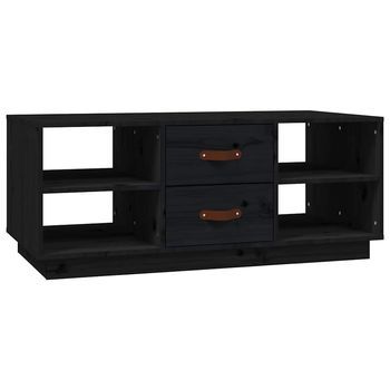 Mesa De Café - Mesa De Centro De Madera Maciza De Pino Negro 100x50x41 Cm