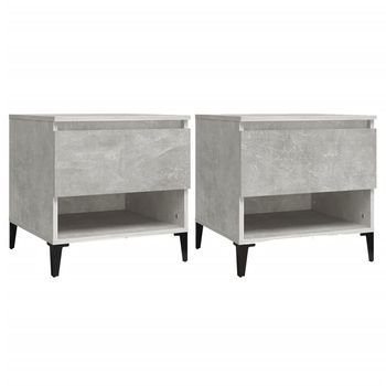 2 Uds Mesas Auxiliares | Mesita Auxiliar | Mesa De Café Contrachapada Gris Hormigón 50x46x50 Cm