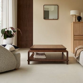 Mesa de centro cuadrada de acacia maciza