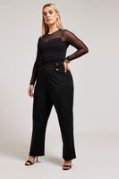 yours london pantalones rectos negros con botones dorados mujer curvy y tallas grandes yours london