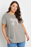 yours camiseta gris de lazo con strass mujer curvy y tallas grandes yours