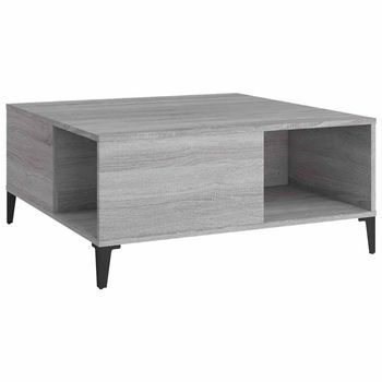 Mesa De Centro 80x80x36,5 Cm Madera Y Metal Trabajados - Gris