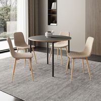 juego de comedor lindesberg mesa redonda con 4 sillas - marron claro encasa