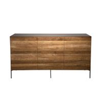 aparador de 3 puertas de madera de teca reciclada y metal antracita