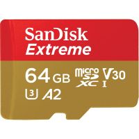sandisk extreme microsdxc 64 gb a2 clase 10 v30 uhs-i  adaptador