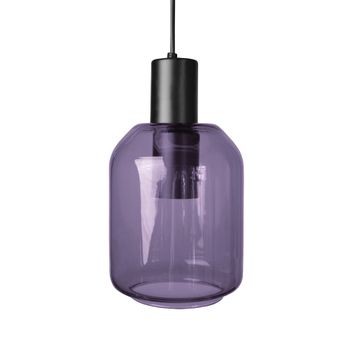Lámpara de suspensión cylindre metal negro pantalla morado