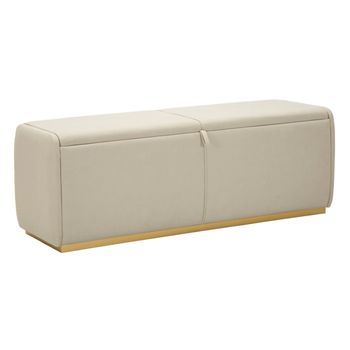 Banco Con Contenedor De Tela Beige Cm 130x45x45