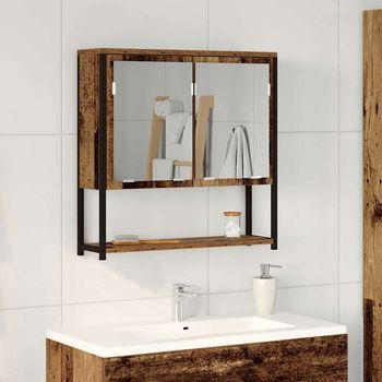 Vidaxl Armario Con Espejo Madera Vieja 60 X 16 X 60 Cm