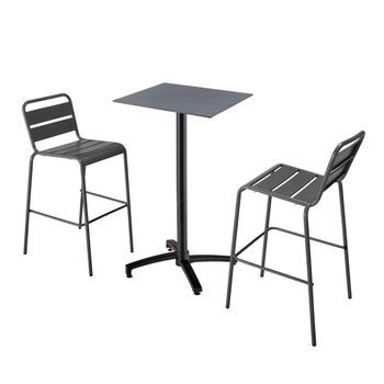 Mesa Alta Inclinable De Conjunto En Gris Y 2 Sillas Altas En Gris, Opéra - Oviala