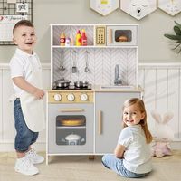 conjunto de cocina de juguete para ninos cocina de madera con luces sonidos microondas estufas fregadero horno y accesorios blanco