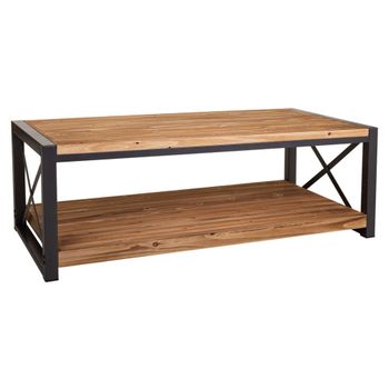 Mesa auxiliar de metal y madera
