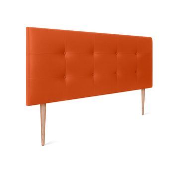 Cabecero De Polipiel Capitoné 135x115cm Con Patas Camas 120/135 - Naranja