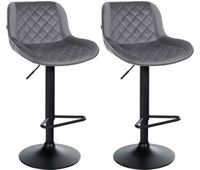 2er set de taburetes de bar kasson terciopelo gris oscuro 52x50x84 cm