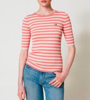 twinset para mujer 251tp3470 jersey de rayas con manga corta rosa beige m casual viscosa
