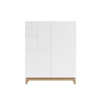 zapatero melamina roble claro puertas blanco patas roble 112x90x27cm