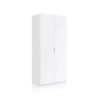 Armario de 2 puertas y diseño práctico 81x180 cm melamina blanco