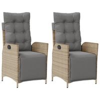pack 2 uds sillon reclinable jardin  silla de jardin  silla de exterior reposapies sillonratan pe beige mezcla