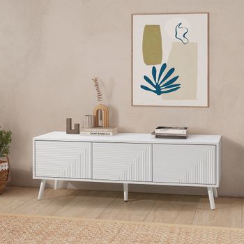 Mueble tv 3 puertas color blanco 130 cm