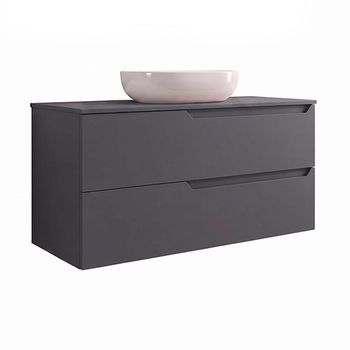 Kibath Mueble De Baño Con Lavabo Victoria 100x45 Cm Acabado Grafito Mate 2 Cajones Suspendido