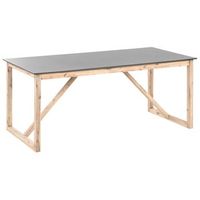 mesa de jardin con tablero de cemento y patas de madera de acacia 180 x 90 cm gris notteri