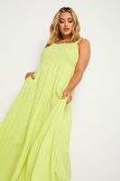 yours vestido largo amarillo de tirantes con cuerpo fruncido mujer curvy y tallas grandes yours