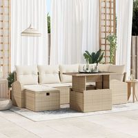 juego de sofas de jardin  de 7 piezas con cojines en ratan poliester beige v9618 unico  beige