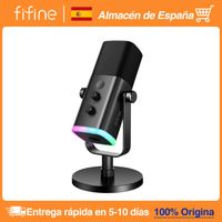 fifine-microfono dinamico usbxlr con boton de silencio tactil conector de auriculares controles de es para pc mezclador de ps54 amplificador de microfono para juegos am8