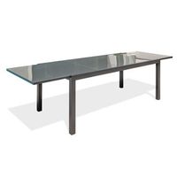 mesa de jardin 12 plazas de aluminio y tablero de vidrio