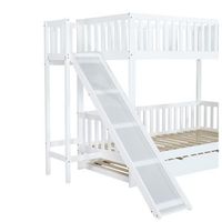 cama litera con cama deslizante cama infantil con barandillas de seguridad tobogan y estantes 4 escalones rectos madera de pino  mdf blanco 90x200190 cm resistente fsc certificado