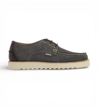 Barbour para hombre. MFO0823 Zapatos de Piel Derby Aydon gris oscuro (44), Plano, Cordones, Casual