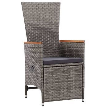 Pack 2 Uds Sillas Reclinables Jardín | Silla De Exterior | Sillón Y Cojines Ratán Sintético Gris