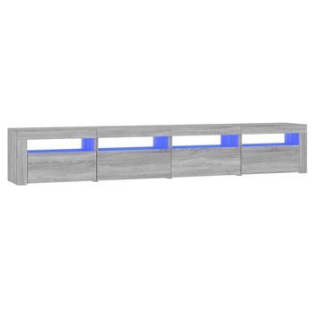 Mueble Tv | Mueble De Salón | Armario Tv Con Luces Led Gris Sonoma 240x35x40 Cm