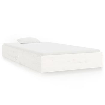 Cama Individual | Cama Para Adultos | Estructura De Cama Madera Maciza Blanca 90x200 Cm
