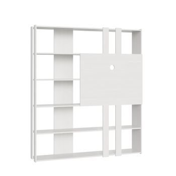 Estantería Kato L Con Soporte Tv Fresno Blanco