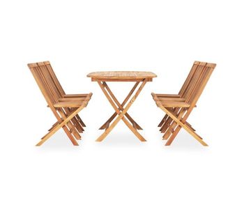Set de comedor de jardín plegable 7 pzas madera maciza de teca