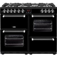 belling kensington 100dft dual fuel range cooker - black  chrome black